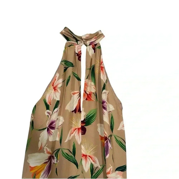 Lush Dress Women's Halter Tan Floral Fit & Flare Polyester Blend Size Small - Picture 4 of 9